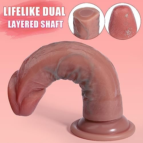 Ultra Realistic Dual Density Silicone Dildo For Beginner, Balls-Free G Spot Dildo Suction Cup Dildo With Textured Head & Bendable Shaft For Female Masturbation Adult Sex Toy - Image 2