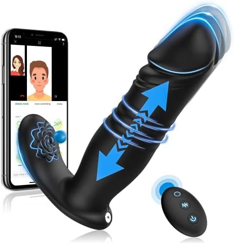 Thrusting Anal Vibrator Sex Toys Prostate Massager, App & Remote Control Anal Plug With 6 Thrusting & 6 Vibrating, Vibrating Butt Plug Rose Sex Toy P Spot Prostate Toy, Adult Sex Toys For Men Couple