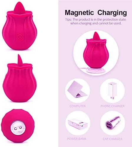 Rose Toy Vibrator For Woman - 2 In 1 Clitoral Stimulator Tongue Licking Thrusting G Spot Dildo Vibrator With 10 Modes, Rose Adult Sex Toys Games, Clitoris Nipple Licker For Women Man Couple(Red) - Image 3