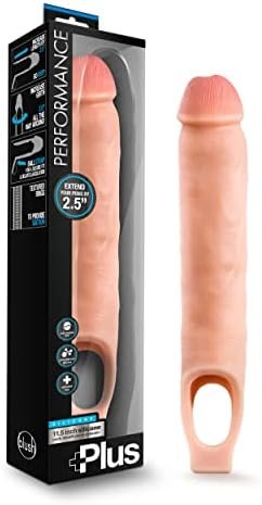 Performance Plus - Purioโข Liquid Silicone Cock Sheath Penis Enlarger - Thicken Penis 2", Extend 2.5", Satin Smooth Ultrasilk, Ribbed For Pleasure, Stretch Your Balls - Extender For Men - Beige