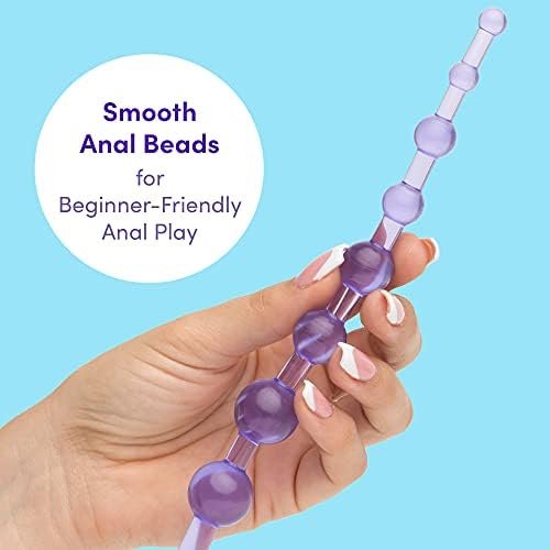 Lovehoney Purple Anal Beads With Finger Loop - Beginner Friendly - 8 Inch - Image 2