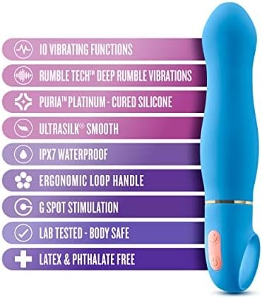 Blush Aria Exciting Af Silicone Vibrator - Rumbletech Powerful Rumbly 10 Vibration Settings - G Spot Stimulation - Ipx7 Waterproof - Finger Loop For Accessibility - Sex Toy For Women Couples - Blue - Image 2