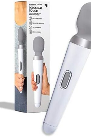 Sharper Image Personal Touch Massager Wand, Wireless Vibrating Massager For Neck And Shoulders, Relaxing Vibration For Sports Recovery With Multiple Modes, Splash Proof And Rechargeable, Whisper Quiet