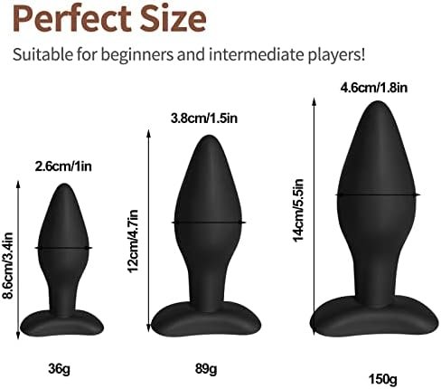 Shkanla Anal Plug Training Sets, 3Pcs Silicone Butt Plugs Trainer Sex Toys For Men, Women And Couples (Black) - Image 2