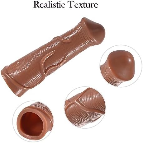 Silicone Penis Sleeve Extender For Men, Reusable Realistic Textured Cock Enlarger Adults Sex Toys, Soft Thick Sexual Enhancer For Gay Couple - Image 3