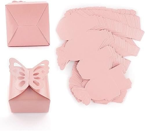 Tatibana Butterfly Favor Boxes, 50Pcs Girl Baby Shower Butterfly Candy Box Purple/Pink Butterfly Decorations Peal-Gloss Butterfly Gift Box Small Butterfly Gift Boxes For Party Favors (Purple) - Image 3