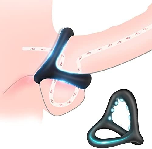 Silicone Penis Ring 3 In 1 Triangular Cock Ring With Massage Beads Ultra Soft Stretchy Cockrings Sex Toy For Erection Enhancing, Long Lasting Stronger Men Couple Sexual Pleasure Enhancing (L)