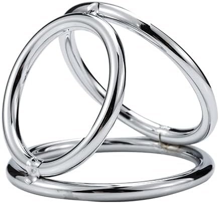 Runyu Metal Penis Ring, Triple Cock Ring Chastity Device Bondage Ring Bdsm Delay Ejaculation Sex Toy For Men, L