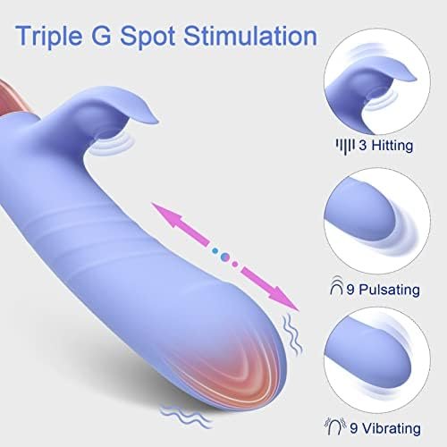 Eupher Pulsating Rabbit Vibrator, Magnetic Rechargeable G Spot Clitoral Dildo Vibrator With 107℉ Heating & 9 Thrust Pulsating & 9 Vibrating & 3 Hitting Vaginal Anal Stimulator Adult Sex Toy - Image 3