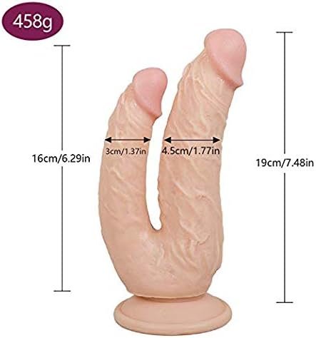 Realistic Dildo Double Head Dildo With Strong Suction Cup Base Big Cock Curved Shaft Dual Dicks For Pussy Vagina Anal Stimulator Female Masturbator Adult Sex Toys Big Dong For Lesbian Gay Couples - Image 2