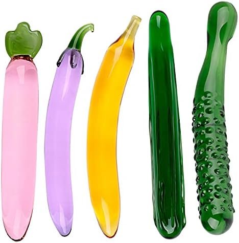 Glass Anal Butt Plug Crystal Butt Plug Fruit Vegetable Training Sets New Top Unique Design Adult Sex Toys Sm G-Spot Pleasure For Male Female Glass Dildo Suitable For Beginners And Advanced Players
