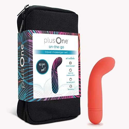 Plusone Travel Massager 10-Piece Set, Includes Massager, Wipes, Storage Pouch, And 2 Aa Battries