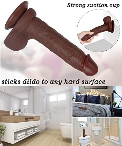 Realistic Dildo For Beginners Lifelike Huge Silicone Dildo, With Strong Suction Cup For Hands-Free Play, Realistic Penis For G-Spot Stimulation Dildos Anal Sex Toys For Women And Couple 7.7 " - Image 3
