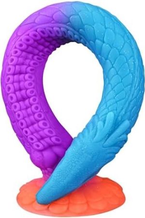Super Long Anal Plug Anal Dildo Butt Plug, 17.7" Luminous Silicone Anal Toys G Spot Dildo Suction Cup Dildo Soft Dragon Dildo P Spot Stimulation Anus Dilator Sex Toys For Women Men, Blue-Purple