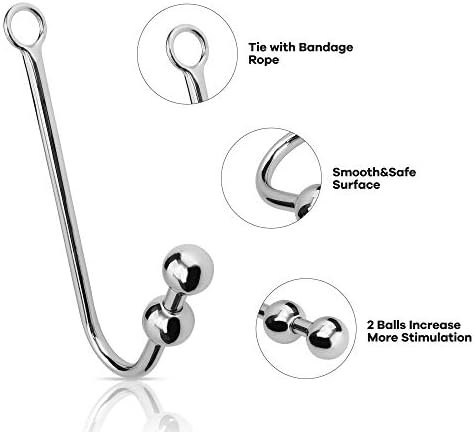 Chrontier Anal Anus Butt Hook Fetish Bondage Hook Sex Toy Solid Stainless Steel Ball Beaded End For Bdsm Dominant Rope Game Anal Plug Hook Men Women Unisex (Triple Bead) - Image 3