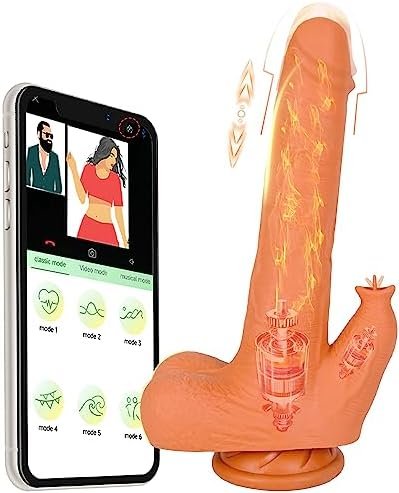 Thrusting Vibrator Dildo 8 Inch Realistic Vibrating Dildos Suction Cup Discreet Heated Lifelike Silent App Controlled Female Vibrators Waterproof G Spot Anal Sex Toy For Women Couple Men Beginner Gay