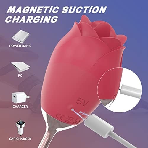 Rosenine Rose Sex Toy Vibrator For Women, 2 In 1 With 9 Vibration Modes, G Spot And Clitoral Vibrator, Rose Sex Stimulator For Women, Adult Sex Toys, Nipple Sucker Oral Sex Vibrating Masturbator. - Image 3