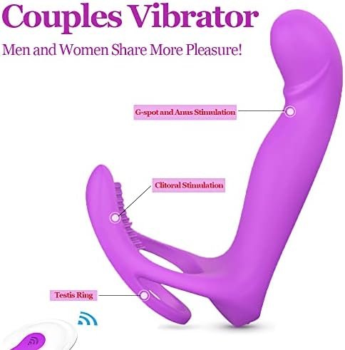 Couple Vibrator Sex Toys With Dual Penis Ring For Couples Play, Bllouang Remote Control Clitoris G-Spot Vibrator, Dildo Vibrator Prostate Stimulator With 9 Vibration Modes For Men And Women, Purple - Image 2