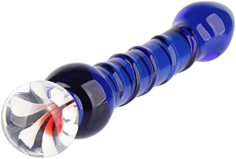 Beauty7 Flower End Glass Dildo Swirls Mushroom Glans Tip G-Spot Anal Vaginal Massager Pleasure Wand