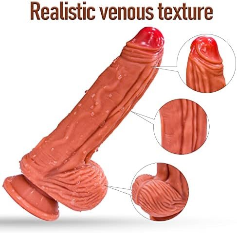 Realistic Dildo, Double Density Texture Silicone Dildo With Strong Suction Cup, Can Be Used Hands-Free, Simulation Penis Can Stimulate The G-Spot, Anal Sex Toys For Women And Couples (8.3 Inch) - Image 2
