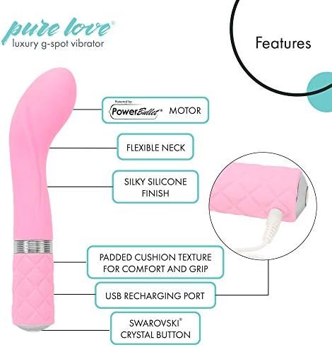 Pure Love Silicone G-Spot Vibrator Teal, Rechargeable And Multi Speed With Swarovski Crystal Button, Pretty Quilted Vibrator - Image 3
