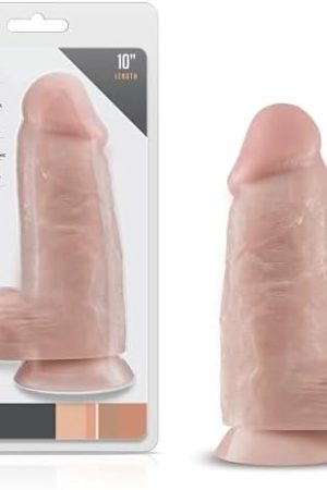 Blush Dr. Skin Dr. Chubbs - 10 Inch Long Fat Massive 3" Thick Realistic Dildo - Soft Body Safe Materials - Sturdy Suction Cup For Hands Free Play - Anal Vaginal Sex Toy For Experts Men Women - Beige