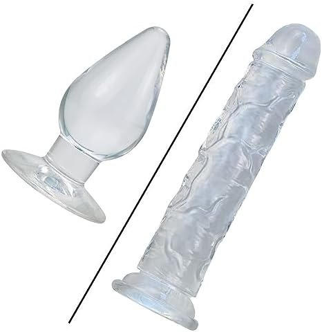 Huge Butt Plug With Strong Suction Cup & Realistic Dildos Transparent Anal Dildos Clear Dildo For Beginners