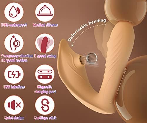 Swtshe Sucking Clit Vibrator Wand, Dildo For Women Pleasure 2 In 1 Sex Toy With 10 Suction And 7 Vibration 3 Rocking Models Waterproof Ultra-Hygienic Medical Silicone - Image 2