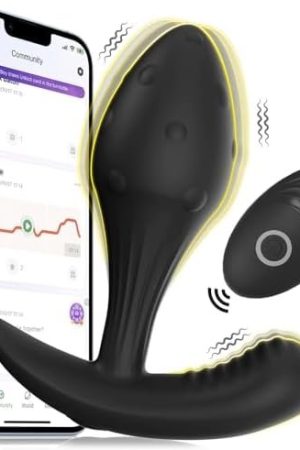 Wearable P-Spot Stimulator Powerful Liquid Silicone Anal Plug Butt Vibrator With App Remote Control For Couples Vibrating Butterfly Sex Toys For Woman (Green)