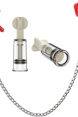 Ousandy Nipple Clamps Clips With Metal Chain And Nipple Sucker Clit Sucker Female Masturbators Breast Pump Sucker For Adult Women Sex Toys (Red)