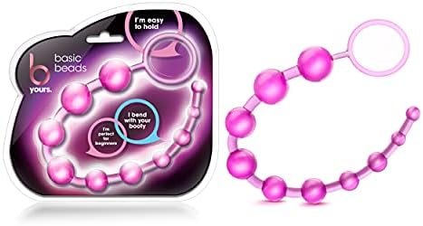 Blush Basic Beads - 12 Inch Non Porous Body Safe Anal Beads - Smooth And Seamless - Graduated Beads Up To 1" Maximum Width - Beginners Anal Play Sex Toys For Women Couples - Clear Pink