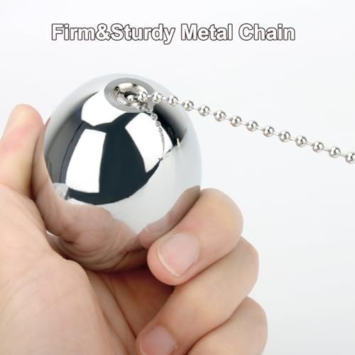 Large Anal Plug Metal Ball Butt Plug With Safety Chain Massage Wand Anus Dilator For Women Men Couple (Egg-Shaped, L) - Image 2