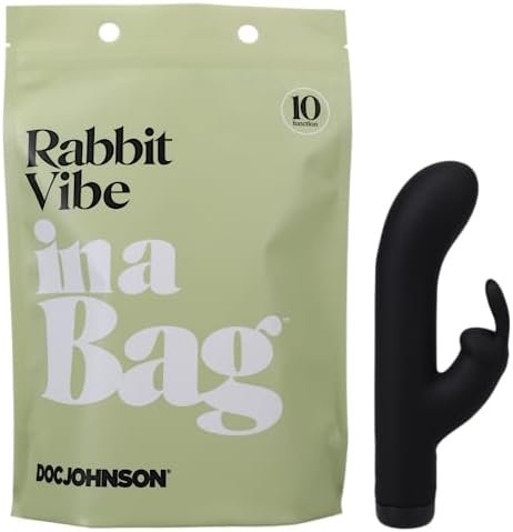 Doc Johnson – Rabbit Vibe In A Bag Collection, Adult Vibrating Massager, 10 Powerful Vibrations, Quiet Motor, Silicone, Usb Rechargeable, Length 6.5 Inch And Width 1.5 Inch (Black)