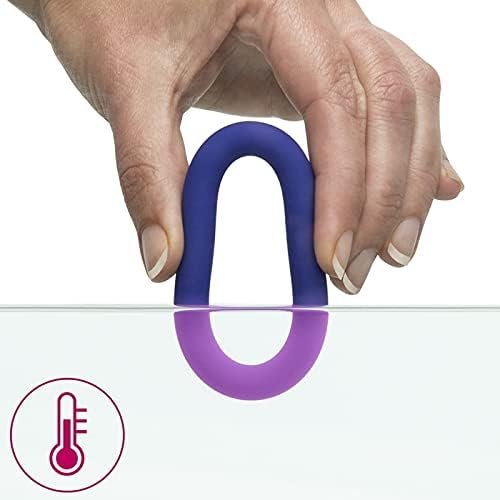 Lovehoney Colourplay Triple Cock Ring Set - 3 Colour Changing Thick Silicone Penis Rings - 3 Sizes - Waterproof - Purple/Blue - Image 3