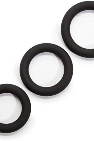 Lovehoney Get Hard Triple Cock Ring Set - Extra Thick Silicone Ring Set - 3 Ring Sizes - Cock And Ball Rings For Men - Waterproof Pleasure Ring - Black Ring Set