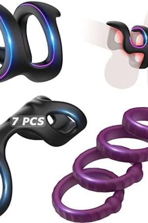 Silicone Penis Rings, Evyleen Male Sex Toys Penis Ring Set With 7 Different Sizes Cock Rings For Men, Long Lasting Stronger Male Sex Toys, Penis Sleeve, Adult Sex Toys & Games For Men Or Couples