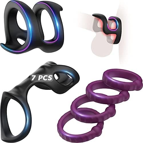 Silicone Penis Rings, Evyleen Male Sex Toys Penis Ring Set With 7 Different Sizes Cock Rings For Men, Long Lasting Stronger Male Sex Toys, Penis Sleeve, Adult Sex Toys & Games For Men Or Couples
