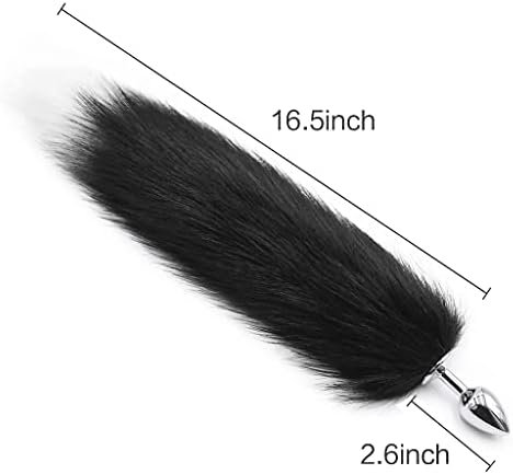 Akstore Fox Tail Anal Butt Plug Sex Toys For Sm & Cospaly (Black-White + Ear) - Image 2