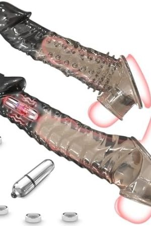 Penis Sleeve Cock Extender Vibrator - Male Sex Toys Reusable Thick Dildo Penis Enlarger Prolong With Cock Ring, Realistic Soft Penis Extension Adult Sex Toy Games For Men Couple, 2 & 3Inch, 2 Sizes
