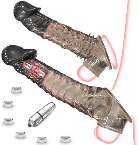 Penis Sleeve Cock Extender Vibrator - Male Sex Toys Reusable Thick Dildo Penis Enlarger Prolong With Cock Ring, Realistic Soft Penis Extension Adult Sex Toy Games For Men Couple, 2 & 3Inch, 2 Sizes