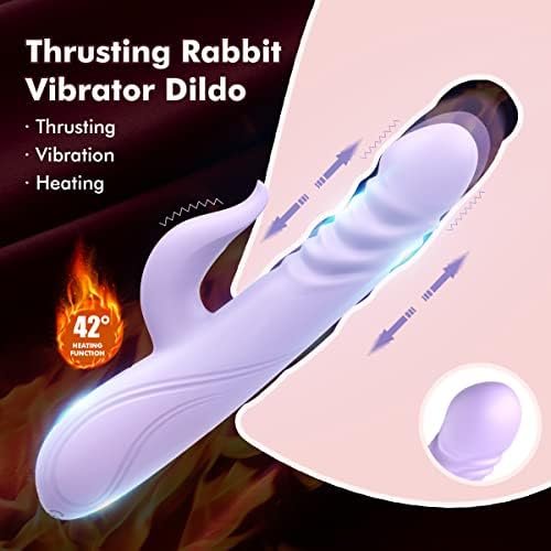 Thrusting Rabbit Vibrator Dildo For Women, Vibrator Clitoral Massage, Avvolg G Spot Clitorals Stimulator, With 10 Vibration Modes And Thrusting Ring Up & Down And Heating Function, Sex Toys For Women - Image 3