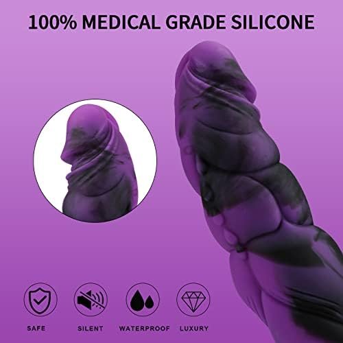 Realistic Monster Dildo Sex Toy, 8.11 Inch Shaped Anal Dildo With Strong Suction Cup, Huge Thick Dildo For Women, Liquid Silicone Dildo Anal Plug Prostate Massager Adult Toy (Rose Black) - Image 2