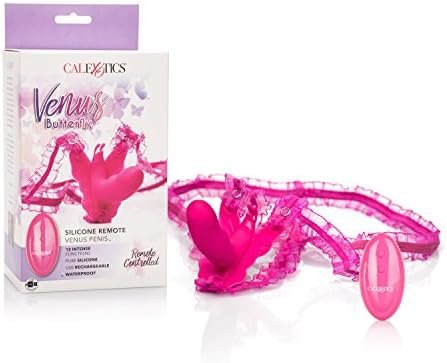 Calexotics Venus Butterfly Silicone Remote Venus Penis – Hands Free Strap On Personal Massager Probe With Controller – Waterproof Adult Vibrator Sex Toy For Couples - Pink
