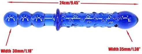 Eastern Delights 9 Inches Double Head Glass Dildo Anal Butt Plug, Blue - Image 2