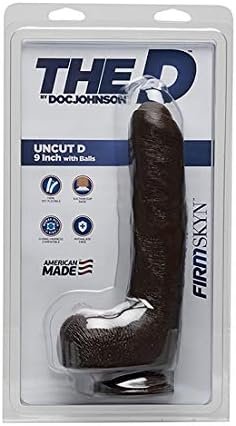 Doc Johnson The D - Uncut D - 9 Inch With Balls - Firmskyn - 8.75" Long And 1.75" Wide - Suction Cup Base - O-Ring Harness Compatible Dildo, Chocolate - Image 2