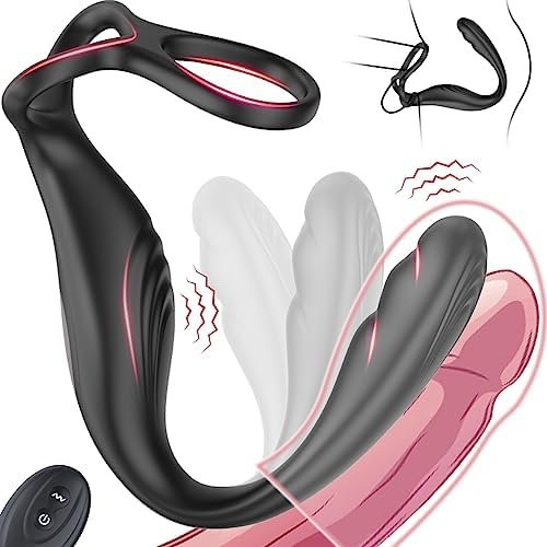 Wearable Prostate Massager With Ball & Cock Ring - Latune Fully Flexible & Comfortable Anal Vibrator Taint Teaser With 13 Quiet Vibration, Remote Vibrator Adult Sex Toys For Men Women(Black)