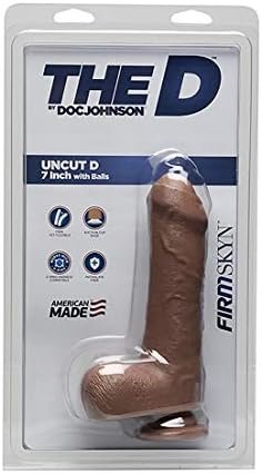 Doc Johnson The D - Uncut D - 7 Inch With Balls - Firmskyn - 7" Long And 1.75" Wide - Suction Cup Base - O-Ring Harness Compatible Dildo, Caramel - Image 2