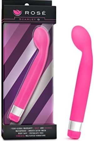 Blush Rose Scarlet G - Silicone Multi Speed Vibrator Wand - Curved Bulbous Tip For Intense G Spot Stimulation - Satin Smooth Feel - Ipx7 Waterproof - Adult Sex Toy For Women, Couples - Black