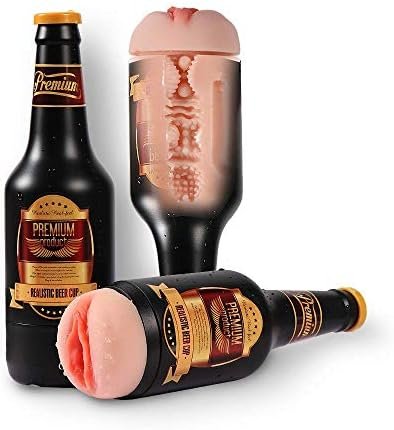 Amosfun Male Masturbator Realistic Beer Bottle Anal Pussy Beer Cup Pocket Pussy Male Masturbator For Male Home Men Sex Toys (Manual Gray)