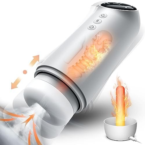 Automatic Male Masturbator - Sex Toy For Men Penis Pump With 4 Thrusting & Sucking & Heating, Electric Pocket Pussy Stroker Suction Cup, Blowjob Machine Sex Toys For Men Masturbation Penis Enlarger